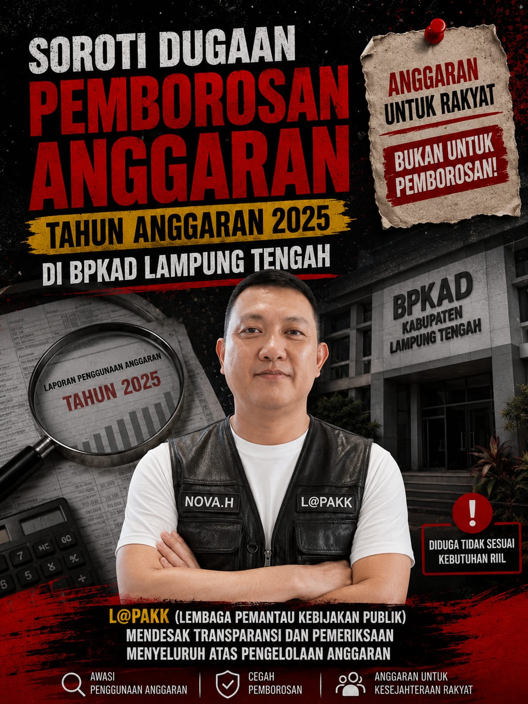 LSM L@PAKK MENYOROTI BPKAD LAMPUNG TENGAH DIDUGA MENGHAMBUR-HAMBURKAN ANGGARAN TAHUN 2025
