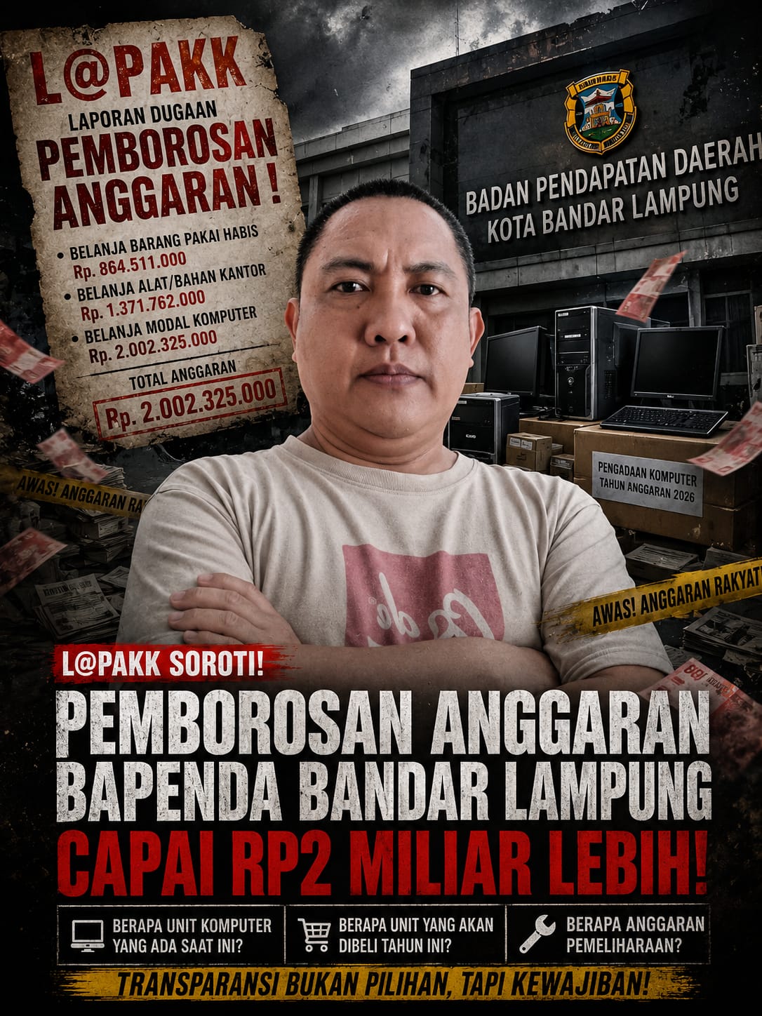 l@pakk soroti anggaran pemeliharaan dan pembelian komputer di Bapeda kota Bandarlampung tahun anggaran 2026.